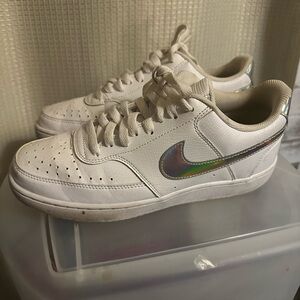 Women’s Nike shoes with iridescent Nike check